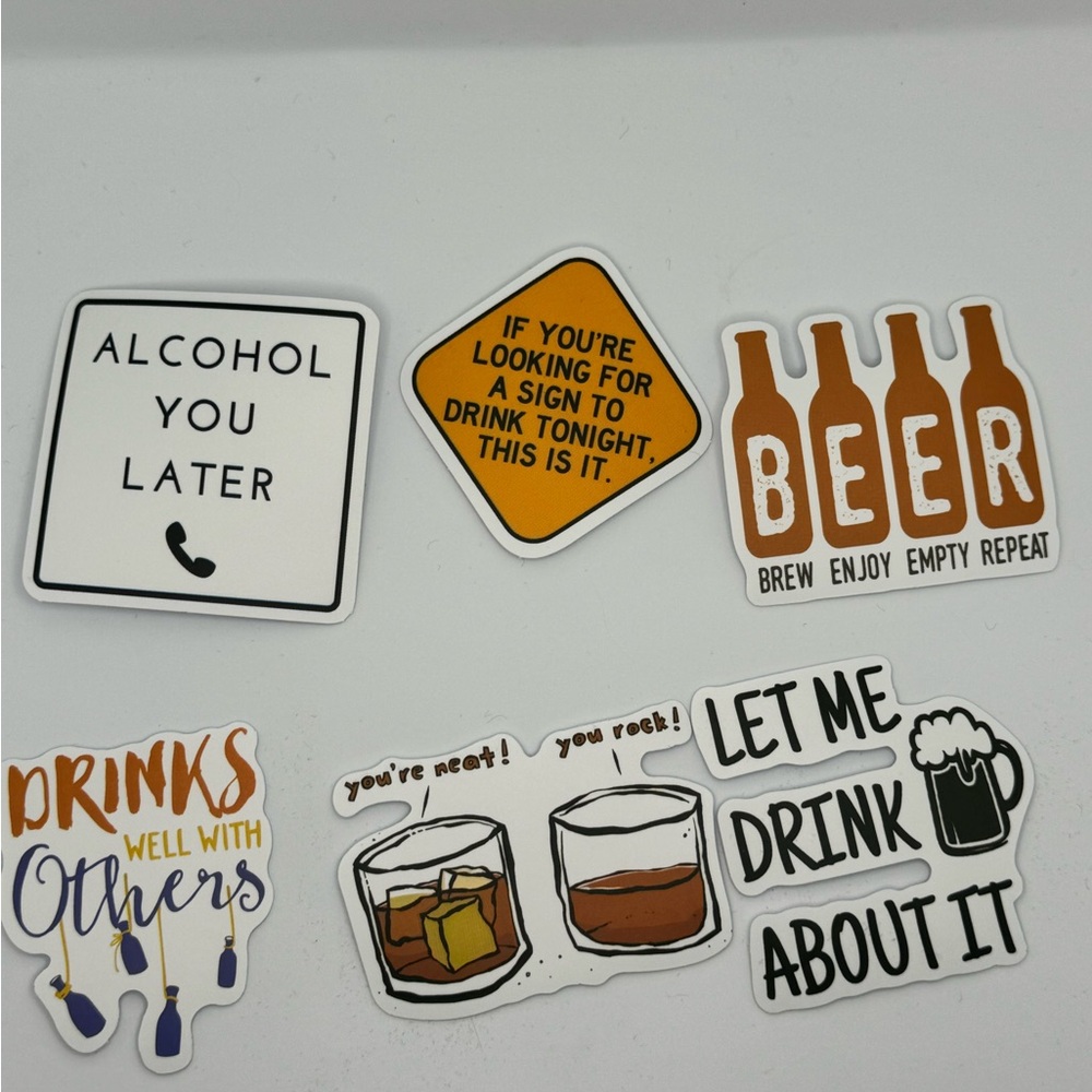 Assortment of 6 beer-centric stickers